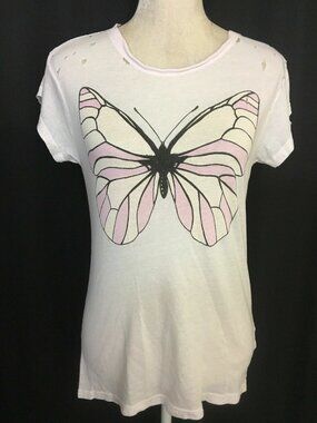 Wildfox Womens Pink Black Butterfly Top T Shirt Small